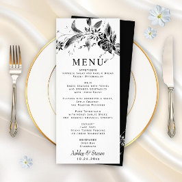 Ramificação com cartão de casamento de flores bran