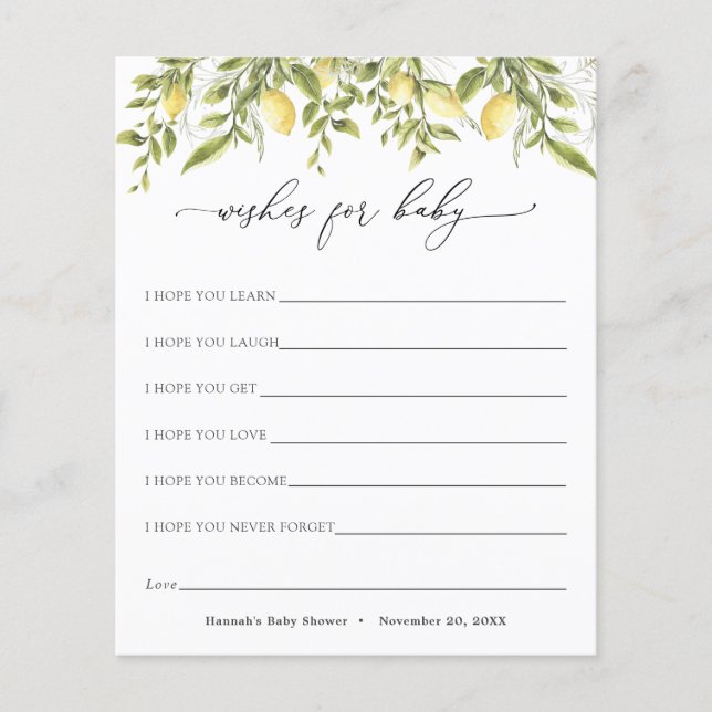 Ramificações de limão de safra desejos para cartão (Frente)