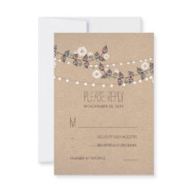 Ramificações Florais String de Luzes Cartão RSVP d