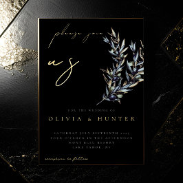 Ramo de Oliveira Elegante Casamento Preto e Dourad