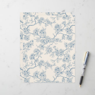 Ramos de flores de cerejeira em azul e branco esma
