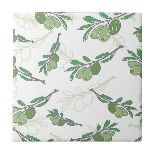 Ramos de oliveira Azulejo cerâmico de esboço - Rus (Frente)