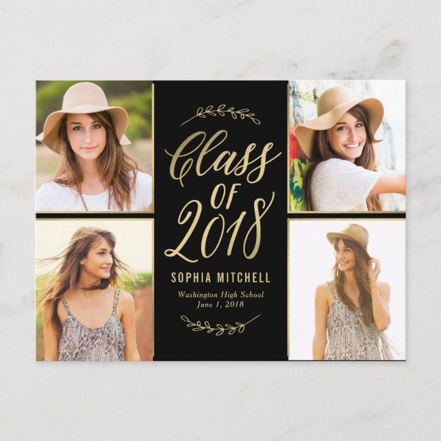 Ramos Radiantes EDITABLE COR Cartão de Formatura (Frente)