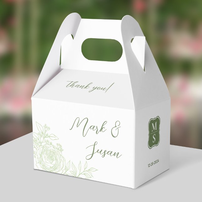 Ranunculus Wedding Obrigado Caixa Favorável (Verde (Criador carregado)