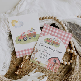 Rapariga Animais de Fazenda - Convite de Aniversár