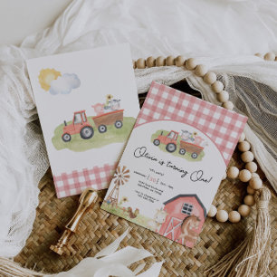 Rapariga Animais de Fazenda - Convite de Aniversár