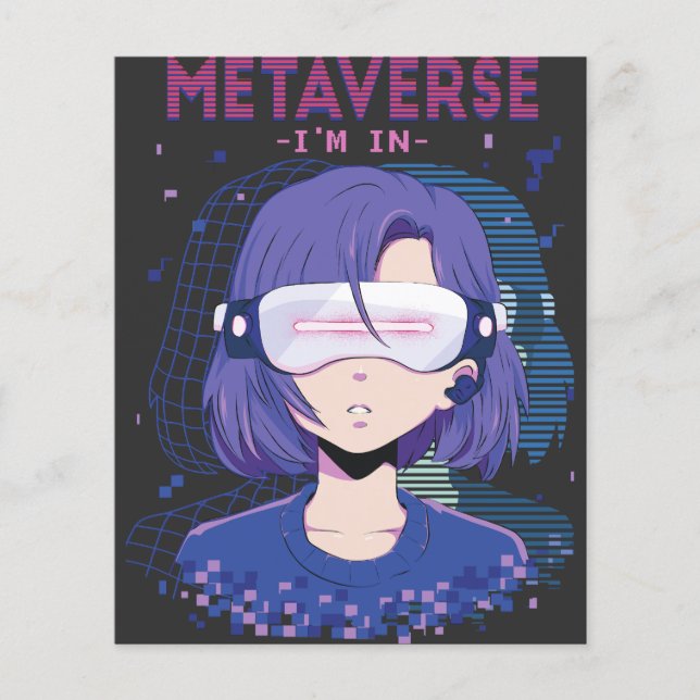 Rapariga anime óculos de realidade virtual Flyer (Frente)