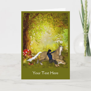 Rapariga com Cartão com fotos de arte de fantasia 