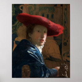 Rapariga com chapéu vermelho por Vermeer - Poster