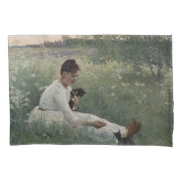 Rapariga com Gatos na Paisagem de Verão (Kittens)