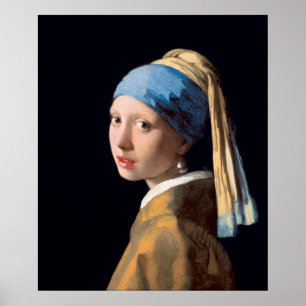 Rapariga com pérolas a ouvir por Vermeer - Poster