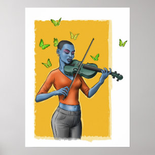 Rapariga da Fiddler - Poster de Arte Violina Surre