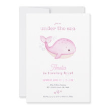 Rapariga de Baleia Rosa Sob Convite de Aniversário