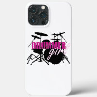 Rapariga de Drummer com Texto Roxo e Grungue Negro