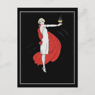 Rapariga de Festa Art Déco Cartão Postal Antigo