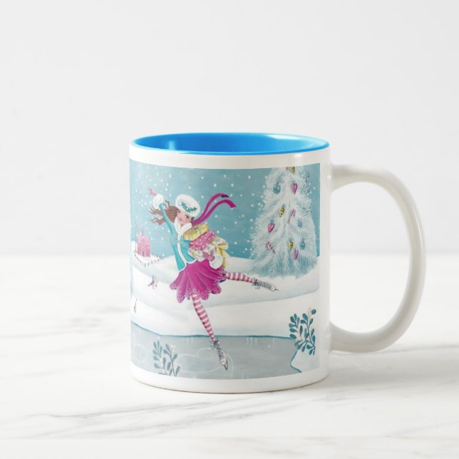 Rapariga de patinação - caneca de dois tons (Direita)