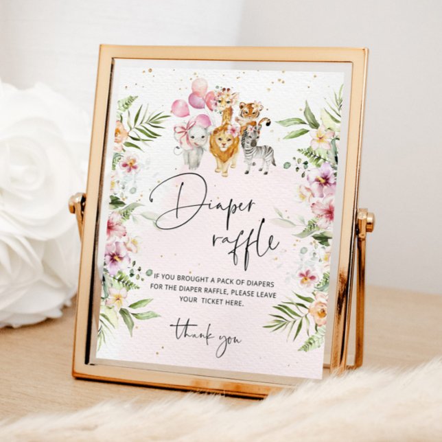 Rapariga de safari floral poster de fralda (Criador carregado)