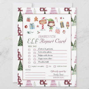 Rapariga Elf   Kids Christmas Elf Report Card