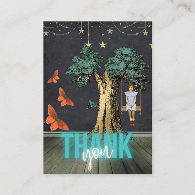 Rapariga Em Swing Obrigado Pelo Seu Cartão De Comp (Frente)