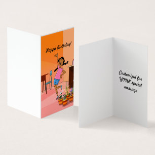 Rapariga étnica com Braids (laranja2) Cartão de an