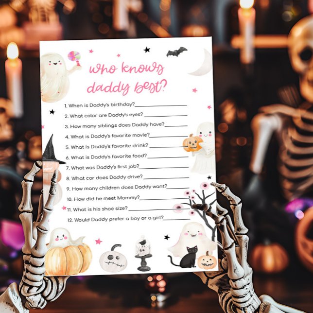 Rapariga Halloween Que Sabe O Melhor Jogo Do Pai (A Little Boo Baby Shower Who knows Daddy Best Game)