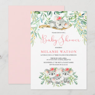 Rapariga Koala Bush Bebês Bebês Convites Para Chuv
