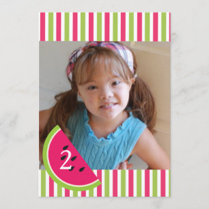 Rapariga Melancia Aniversário Convite Rosa