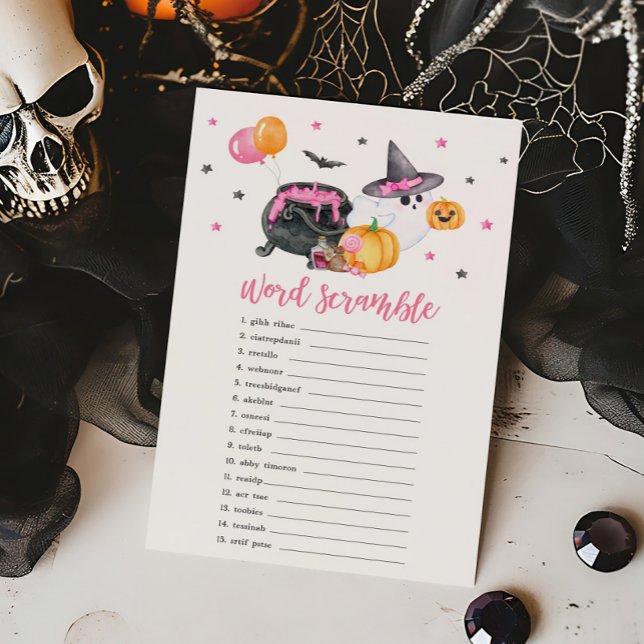 Rapariga Pequeno Boo Ghost Word Scramble Game (Ghost Halloween Baby Shower Word Scramble Game)