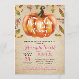 Rapariga Pumpkin Fall Chá de fraldas Convite Russo