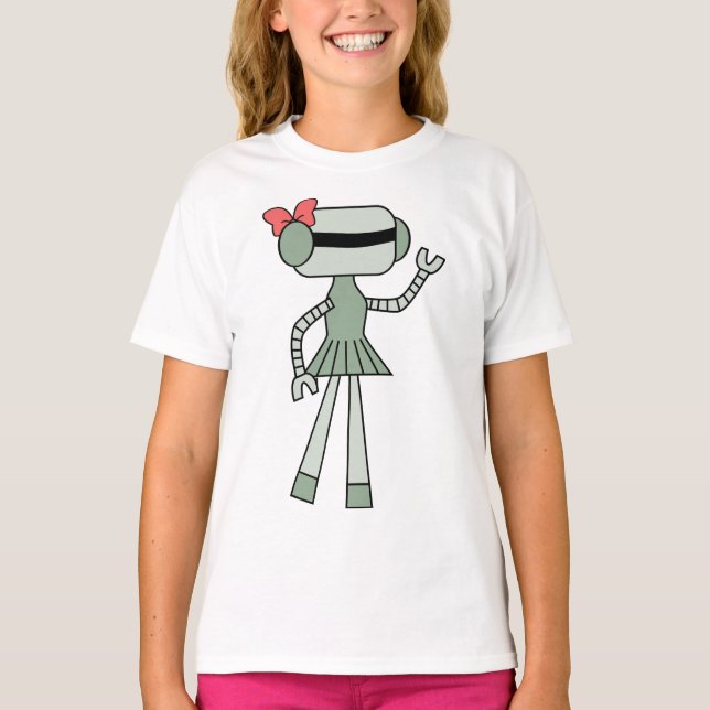 Rapariga Robô Meninas T-Shirt (Frente)
