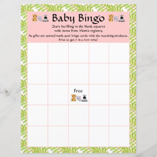Rapariga Rosa Bingo Chá de fraldas Safari Selva