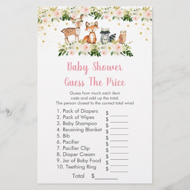 Rapariga Woodland Adivinha O Jogo Do Chá de fralda (Frente)