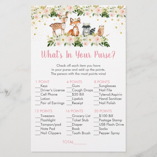 Rapariga Woodland Floral O que há no seu jogo (Frente)