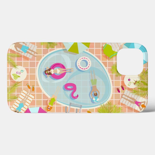 Raparigas Bikini e caras jogando piscina de nataçã (Verso (horizontal))