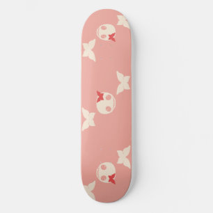 Raparigas bonitas de skate com crânios e borboleta