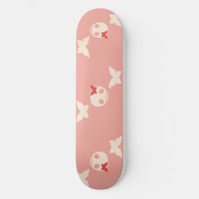 Raparigas bonitas de skate com crânios e borboleta (Frente)