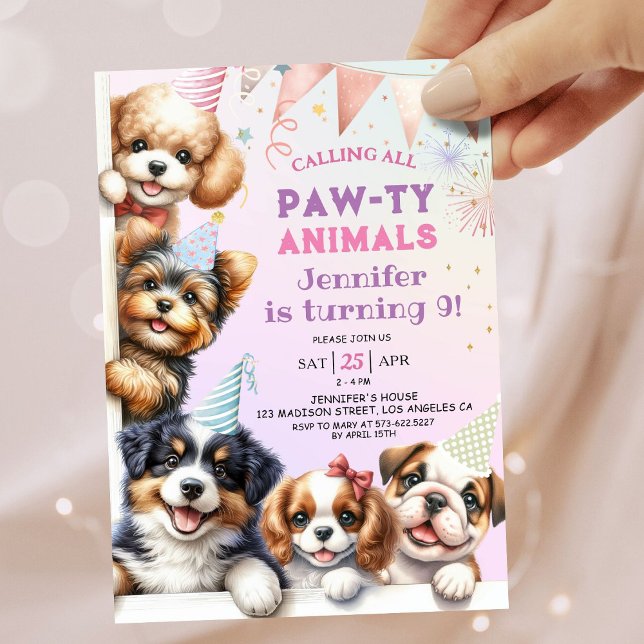 Raparigas Cachorro Deixa Pawty 9º Convite de Anive (Criador carregado)