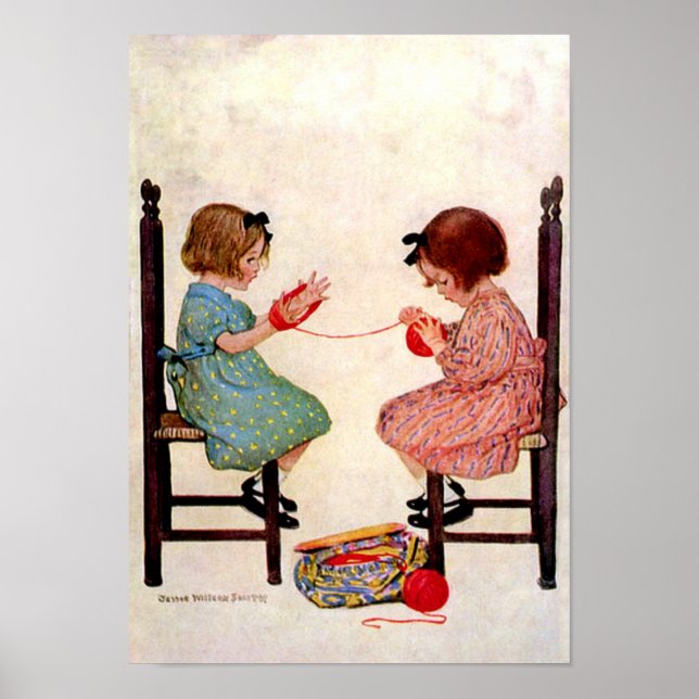 Raparigas com Yarn - Impressão (Frente)