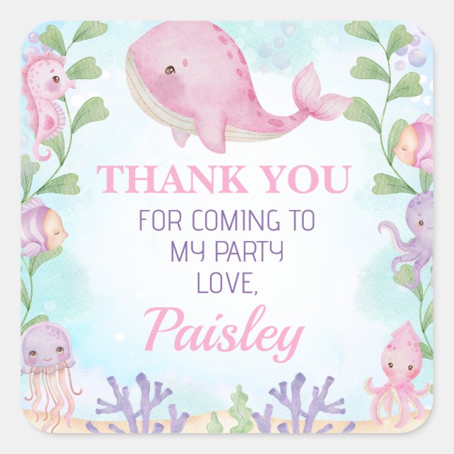 Raparigas de baleia rosa debaixo do adesivo de ani (Frente)