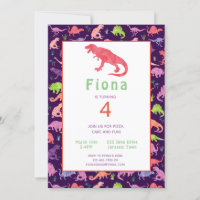 Raparigas Dinossauras Bonitas Convite Para Aquarel