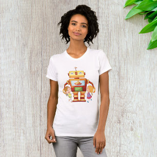 Raparigas E Uma Camiseta Robôs Abraçando Mulheres