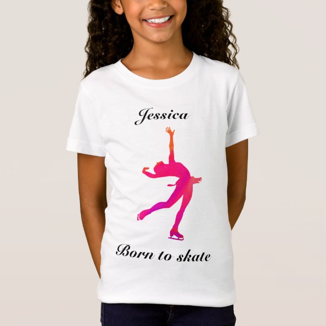 Raparigas Nascer a Skate Figura Skating T-Shirt (Frente)
