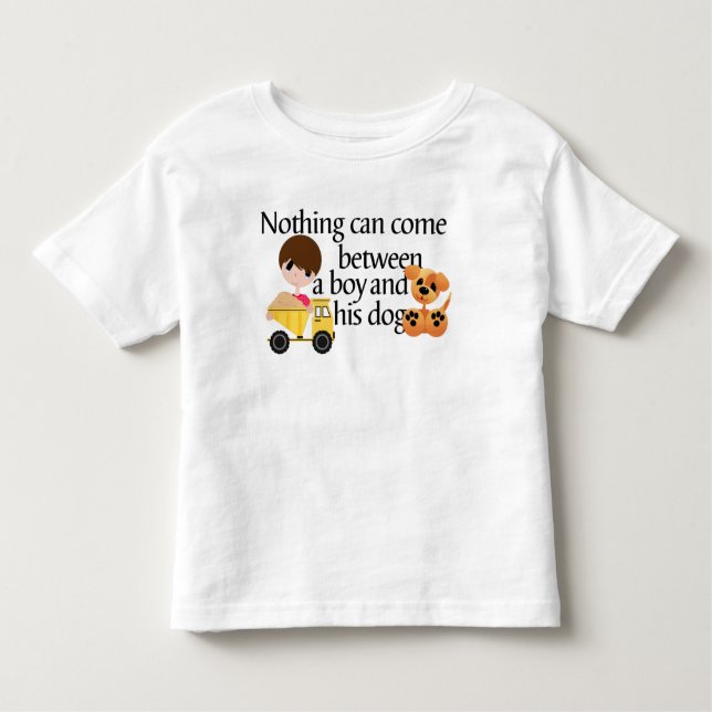 Rapaz e Cachorro Dele! Camiseta Infantil em Jersei (Frente)