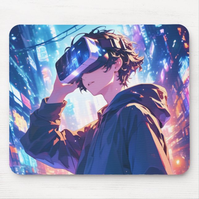 Rapaz Futurista Com VR - Mouse Pad Anime (Frente)
