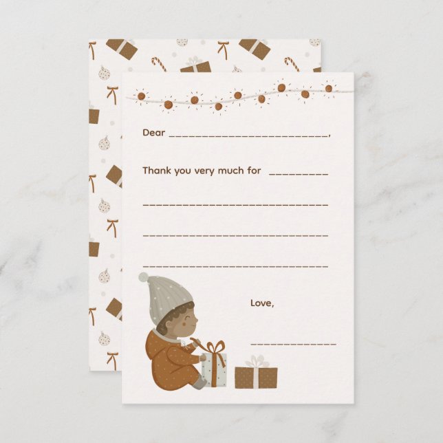 Rapaz Natal Obrigado nota, preencha o cartão (Frente/Verso)