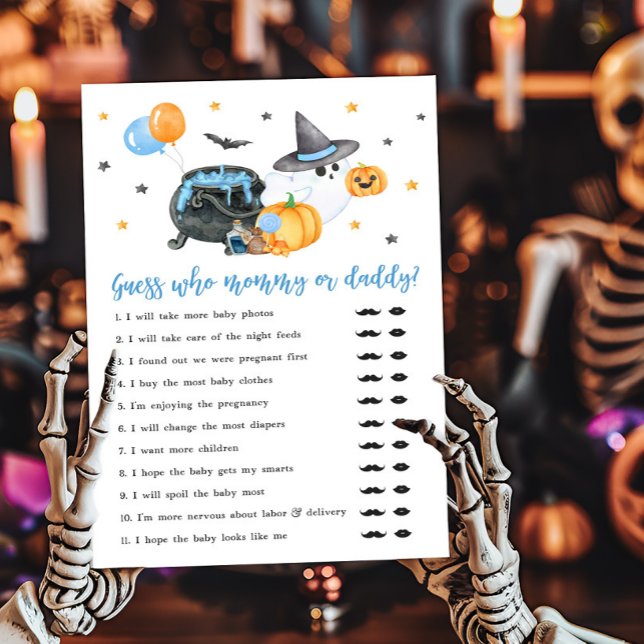 Rapaz Pequeno Fantasma Adivinha quem Mamãe ou Jogo (Ghost Halloween Baby Shower Guess who Mommy or Daddy Game)