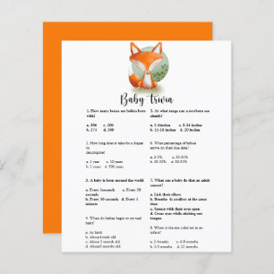 Raposa Bebê Trivia Jogo Chá de fraldas