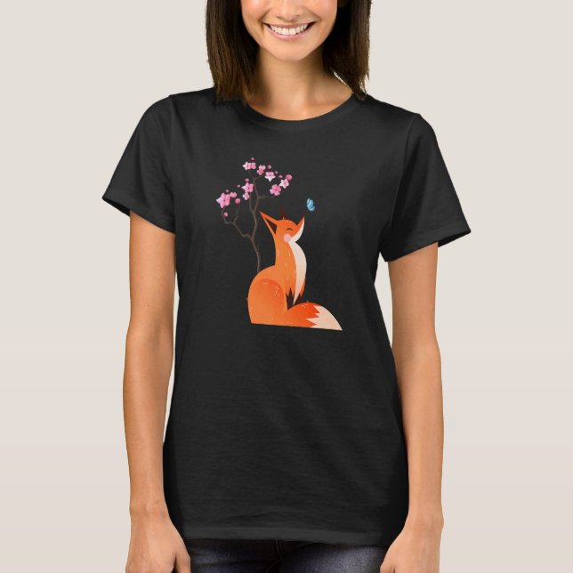 Raposa Cura Camisa Flor De Cereja Japonês E Butter (Frente)
