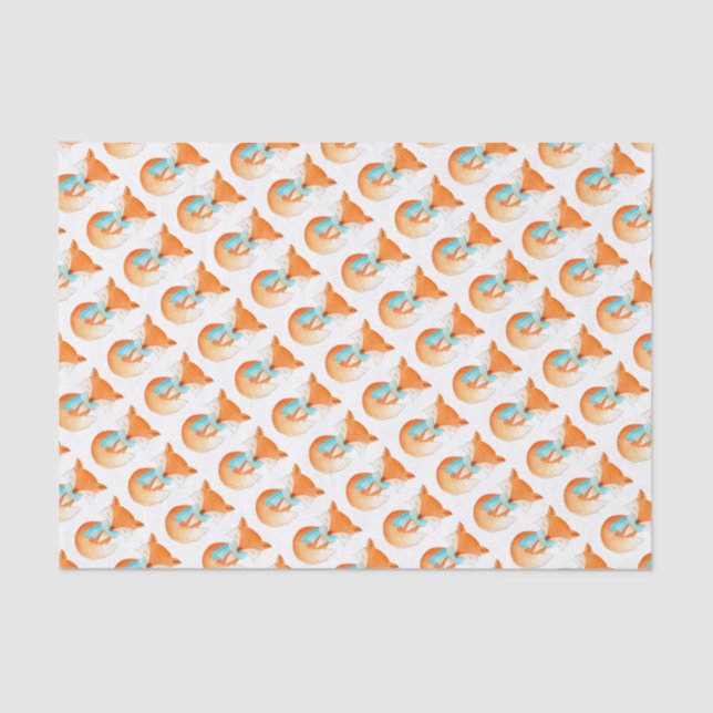 Raposa da aguarela no lenço de papel do Natal da (Frente )