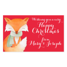 Raposa de Natal feliz etiquetas de presentes de ar